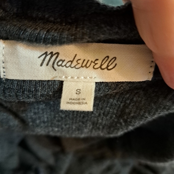 Madewell Plush Charcoal Gray Square Neck Smocked Waist Top Size Small - Picture 5 of 11